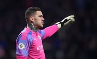 Ederson Moraes in action for Manchester City